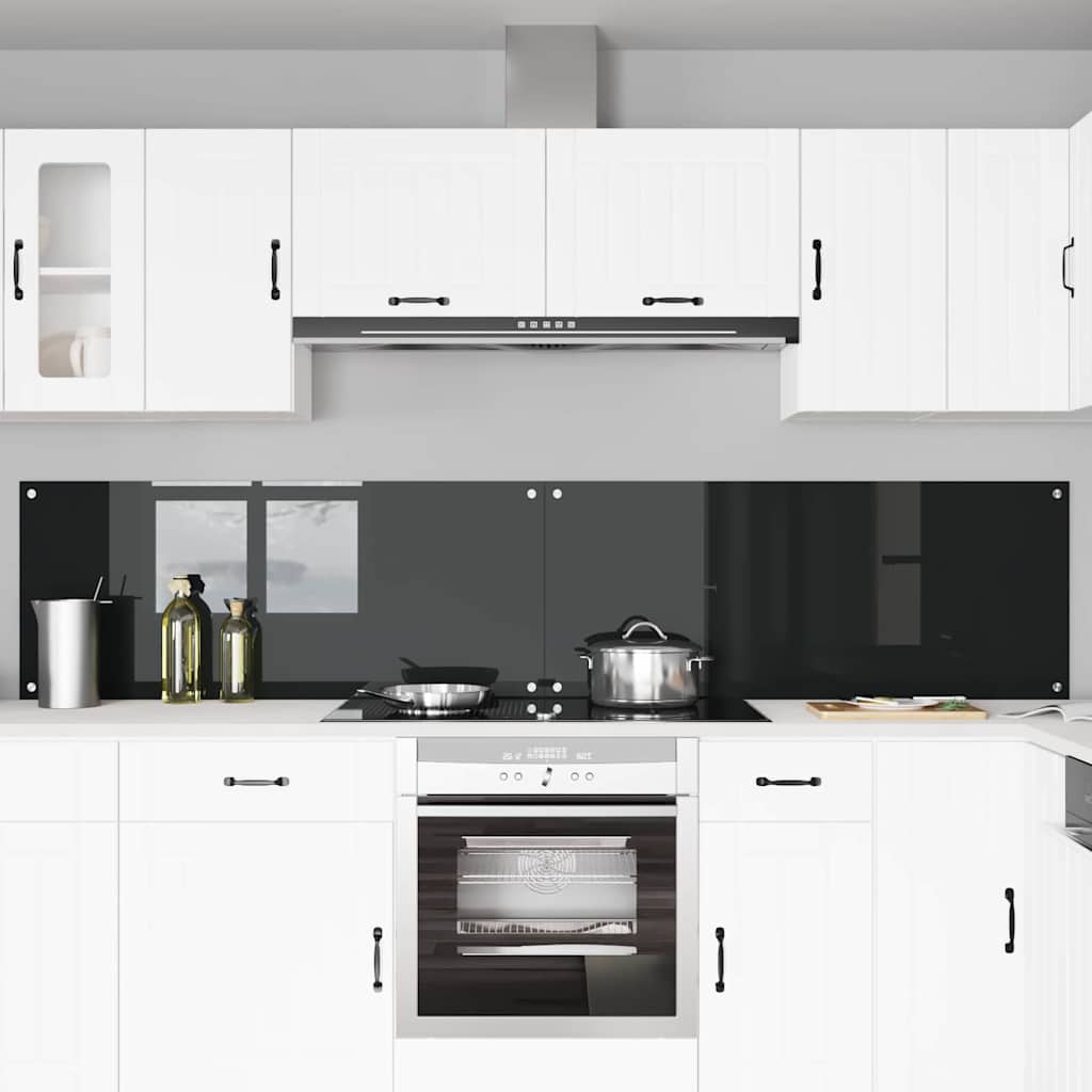Konyhai hátfal 2 pcs fekete 120 x 50 cm edzett üveg