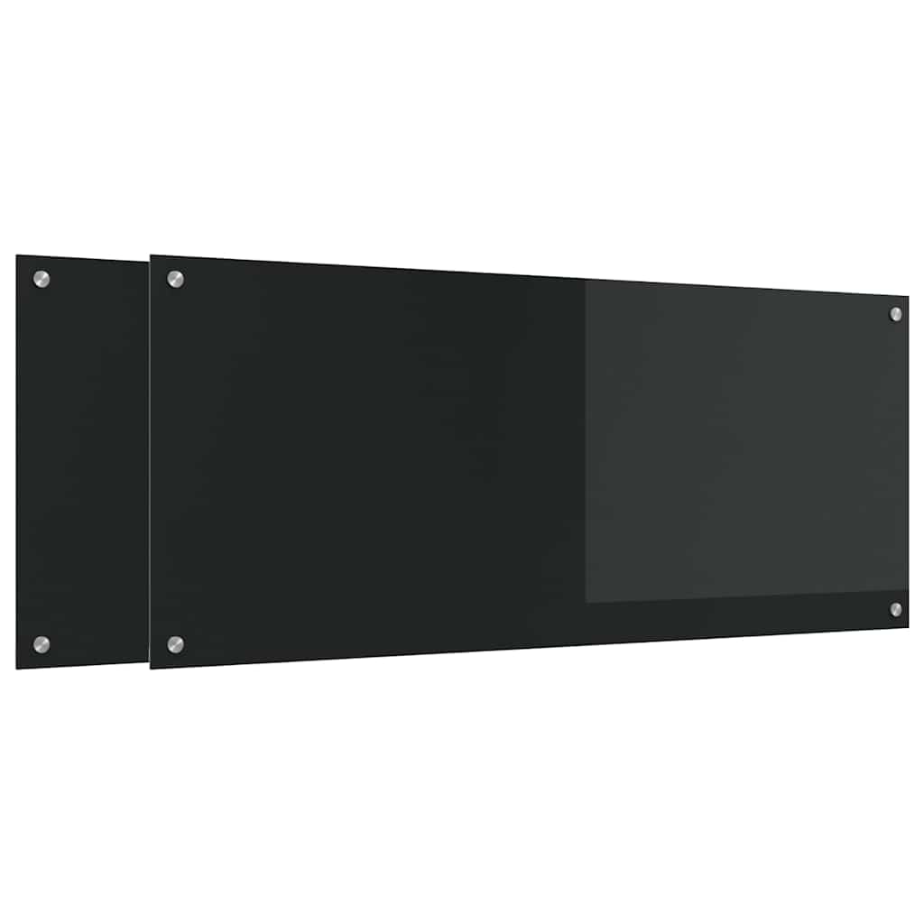 Konyhai hátfal 2 pcs fekete 120 x 50 cm edzett üveg