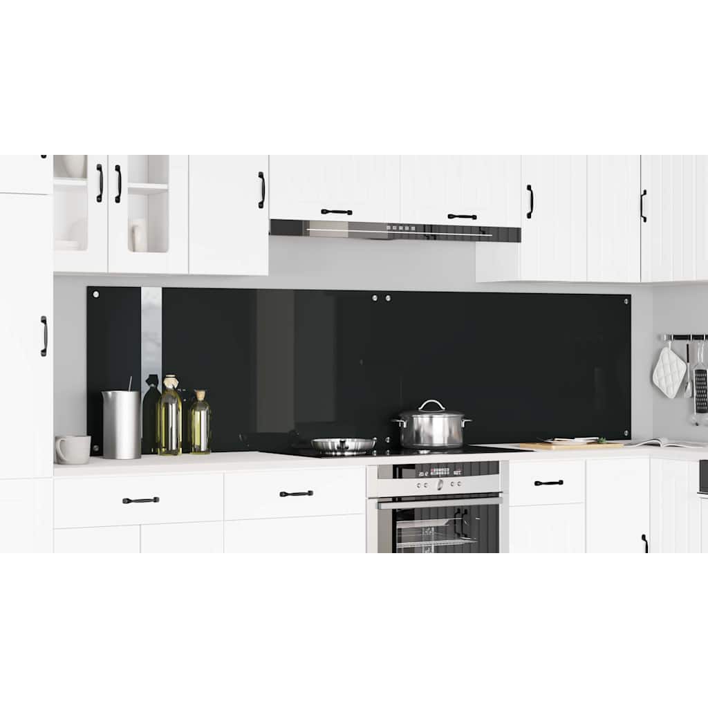 Konyhai hátfal 2 pcs fekete 120 x 60 cm edzett üveg