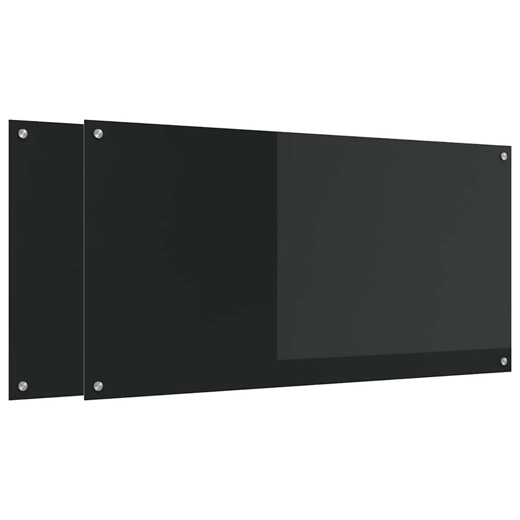Konyhai hátfal 2 pcs fekete 120 x 60 cm edzett üveg