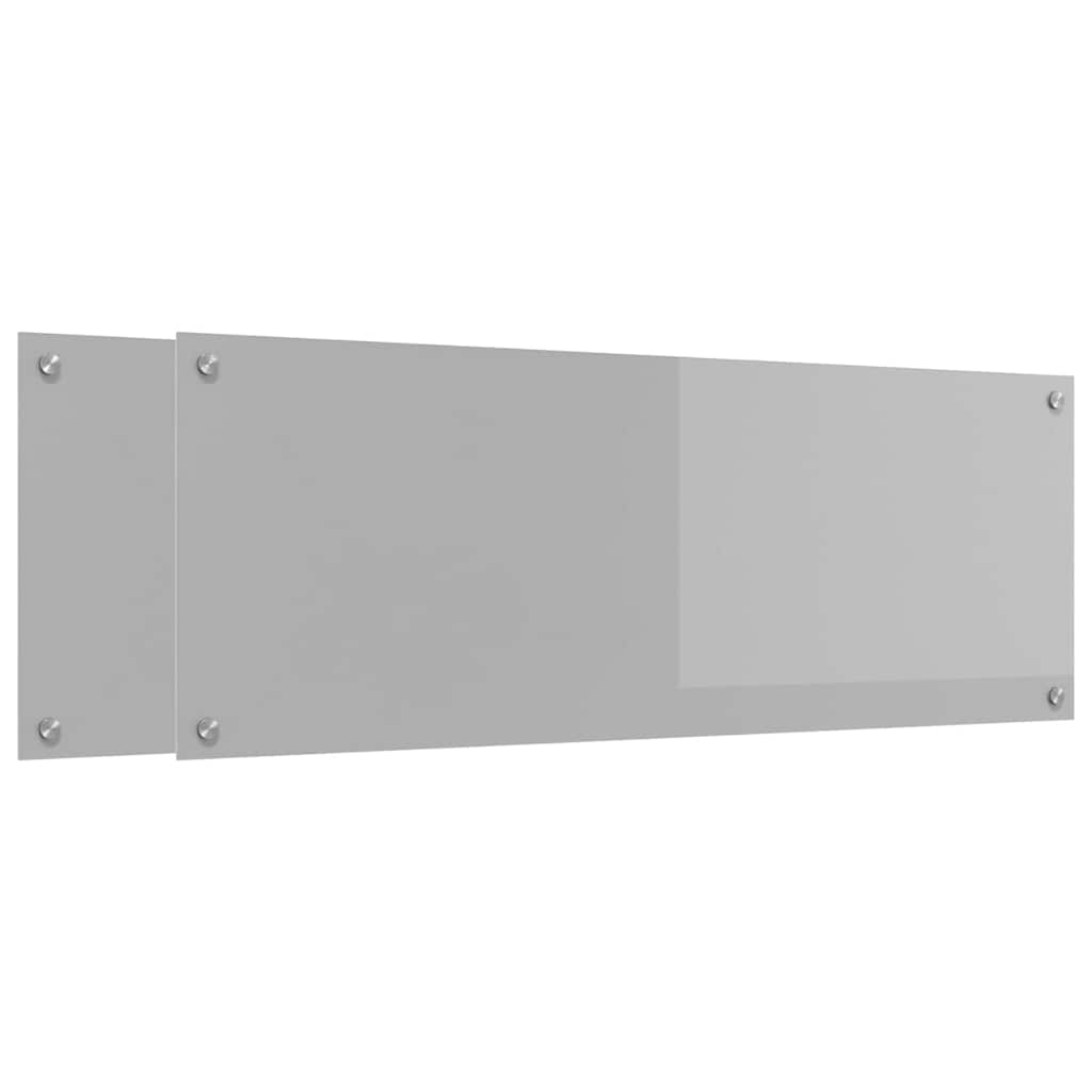 Konyhai hátfal 2 db világosszürke 110 x 40 cm edzett üveg