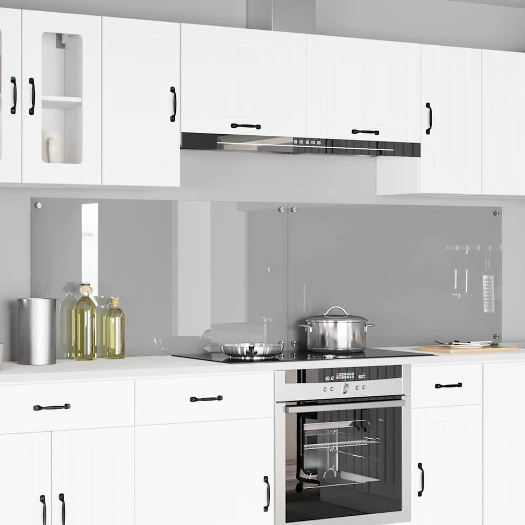 Konyhai hátfal 2 pcs világosszürke 110 x 60 cm edzett üveg