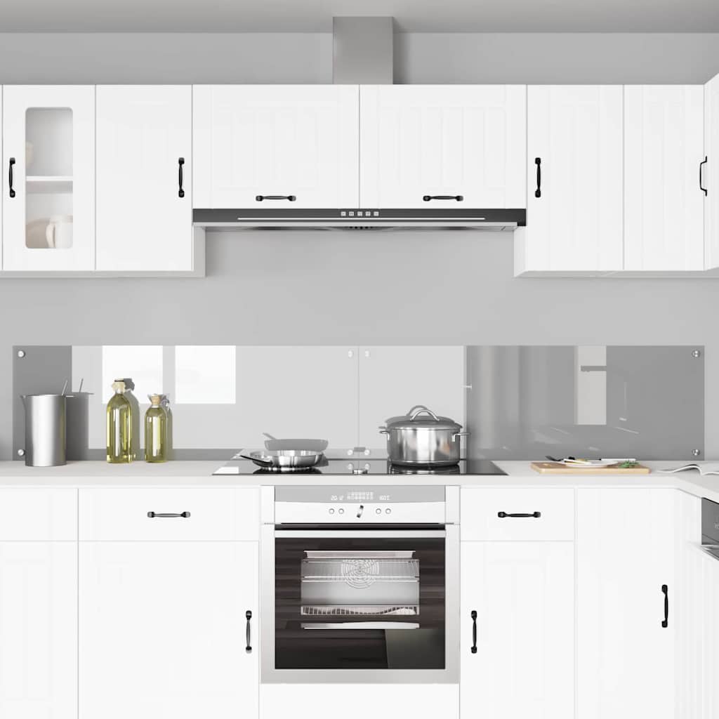 Konyhai hátfal 2 pcs világosszürke 120 x 40 cm edzett üveg
