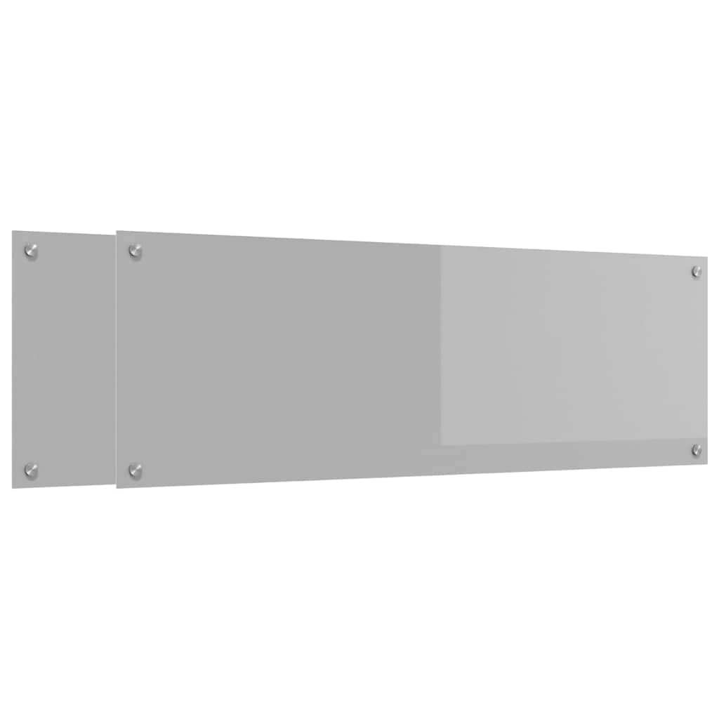 Konyhai hátfal 2 pcs világosszürke 120 x 40 cm edzett üveg