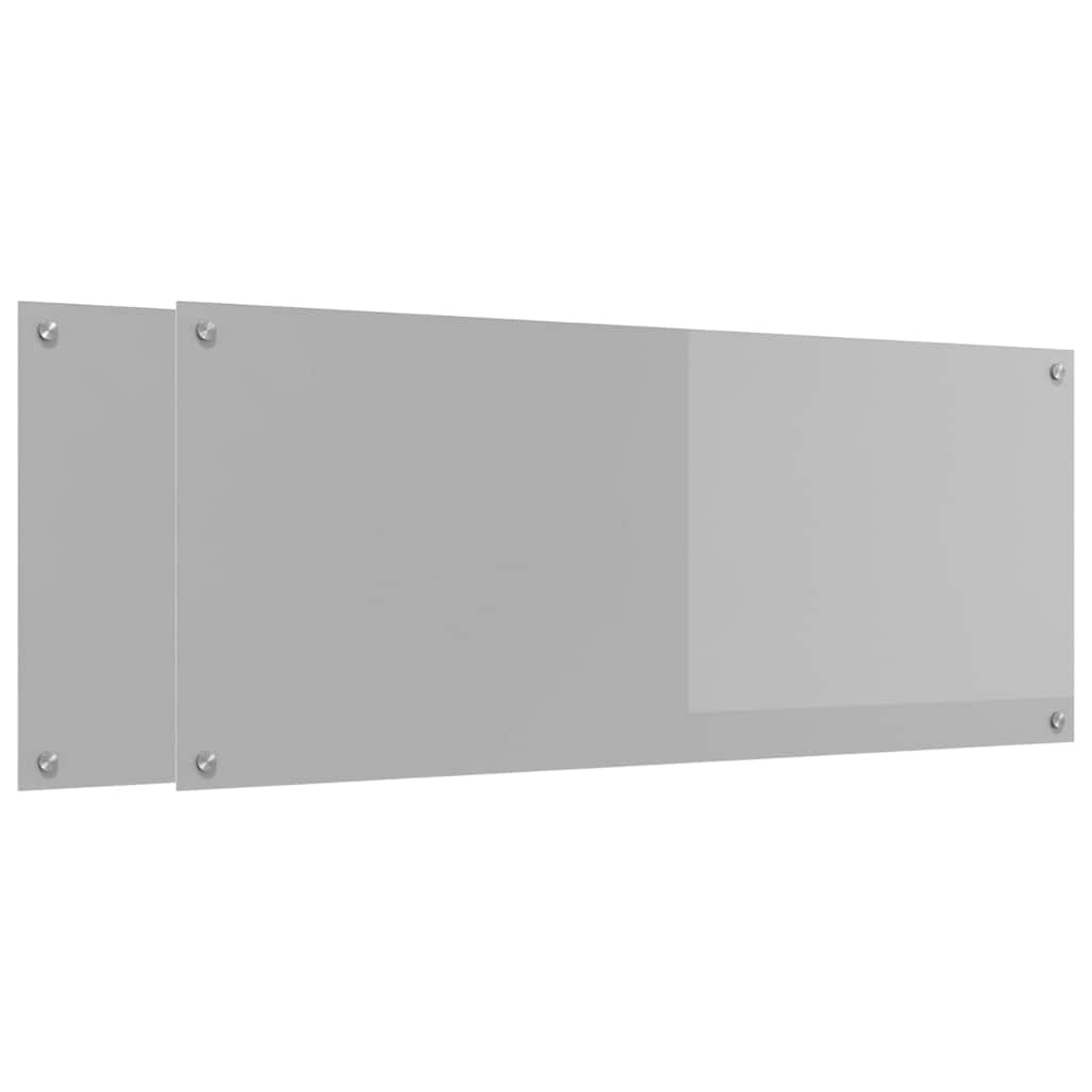 Konyhai hátfal 2 pcs világosszürke 120 x 50 cm edzett üveg