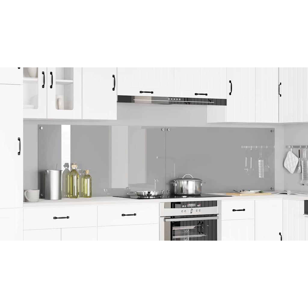 Konyhai hátfal 2 pcs világosszürke 120 x 60 cm edzett üveg