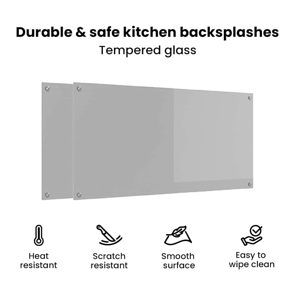Konyhai hátfal 2 pcs világosszürke 120 x 60 cm edzett üveg