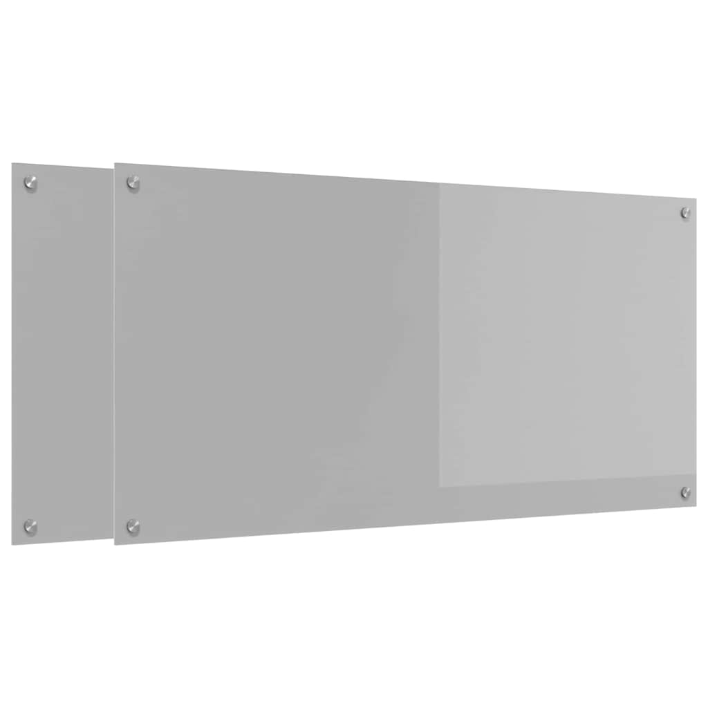 Konyhai hátfal 2 pcs világosszürke 120 x 60 cm edzett üveg