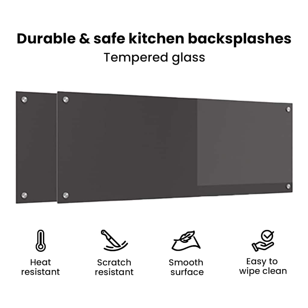 Konyhai hátfal 2 pcs sötétszürke 110 x 40 cm edzett üveg