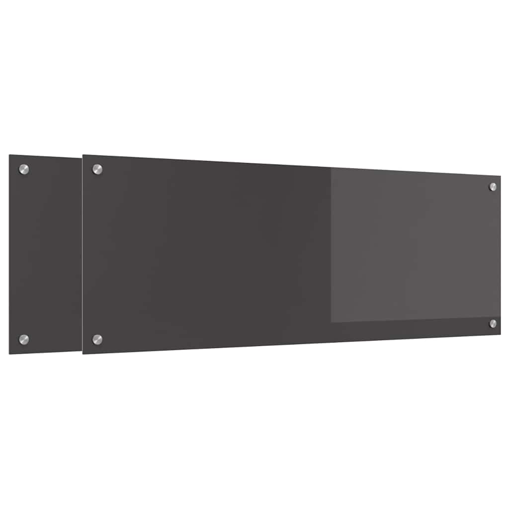 Konyhai hátfal 2 pcs sötétszürke 110 x 40 cm edzett üveg