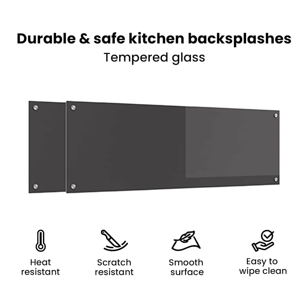 Konyhai hátfal 2 pcs sötétszürke 120 x 40 cm edzett üveg