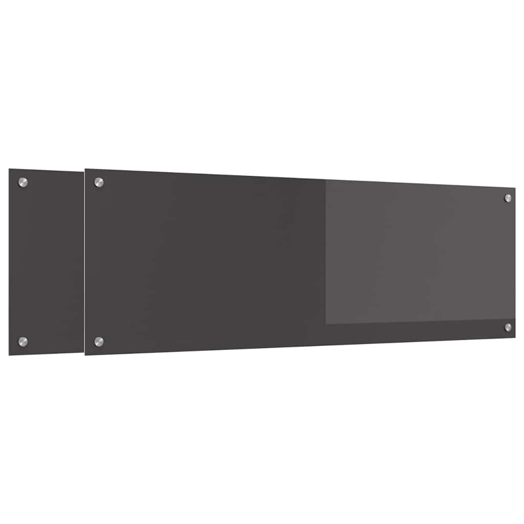 Konyhai hátfal 2 pcs sötétszürke 120 x 40 cm edzett üveg