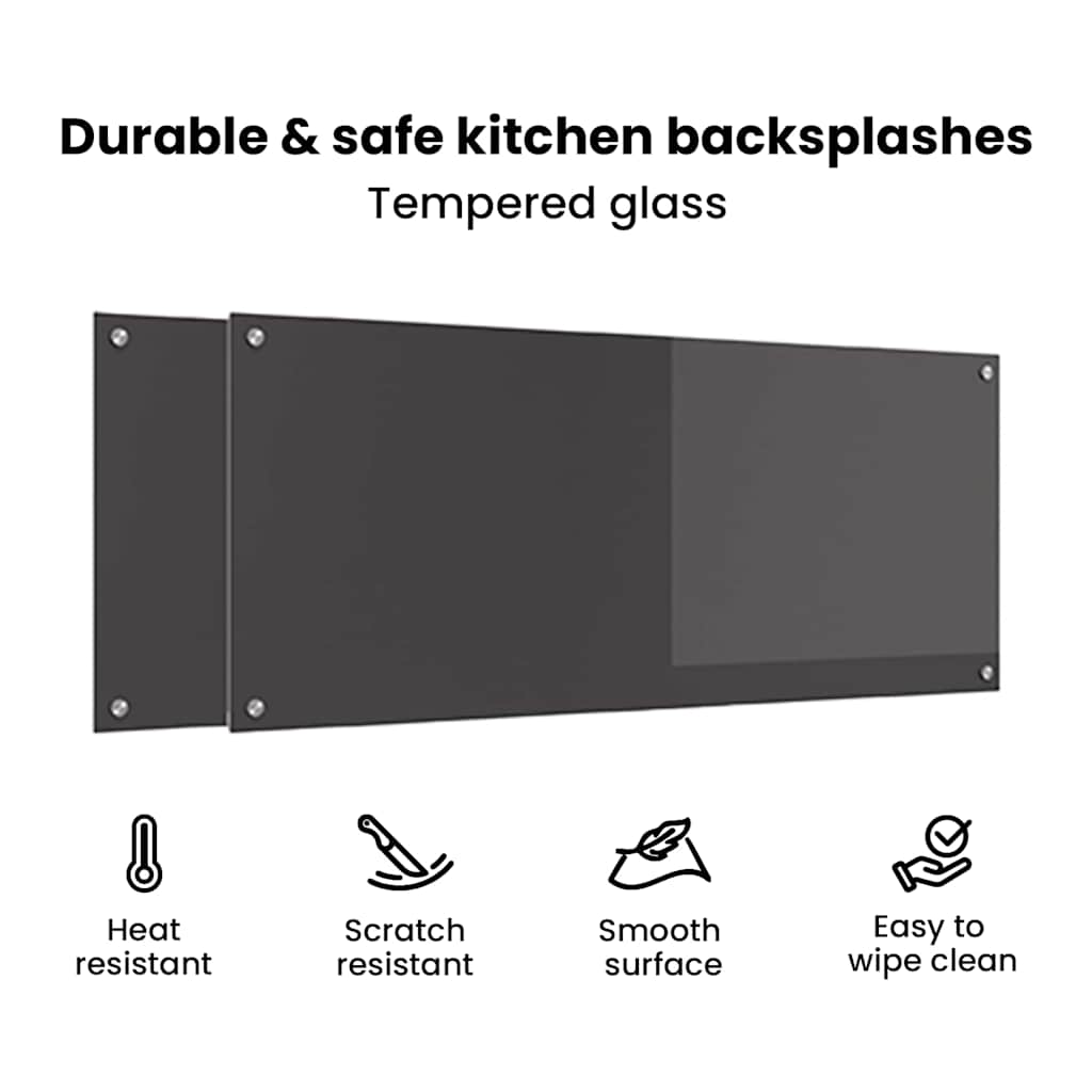 Konyhai hátfal 2 pcs sötétszürke 120 x 50 cm edzett üveg