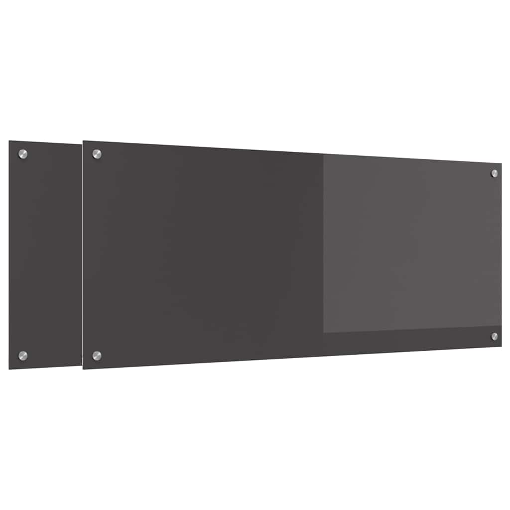 Konyhai hátfal 2 pcs sötétszürke 120 x 50 cm edzett üveg