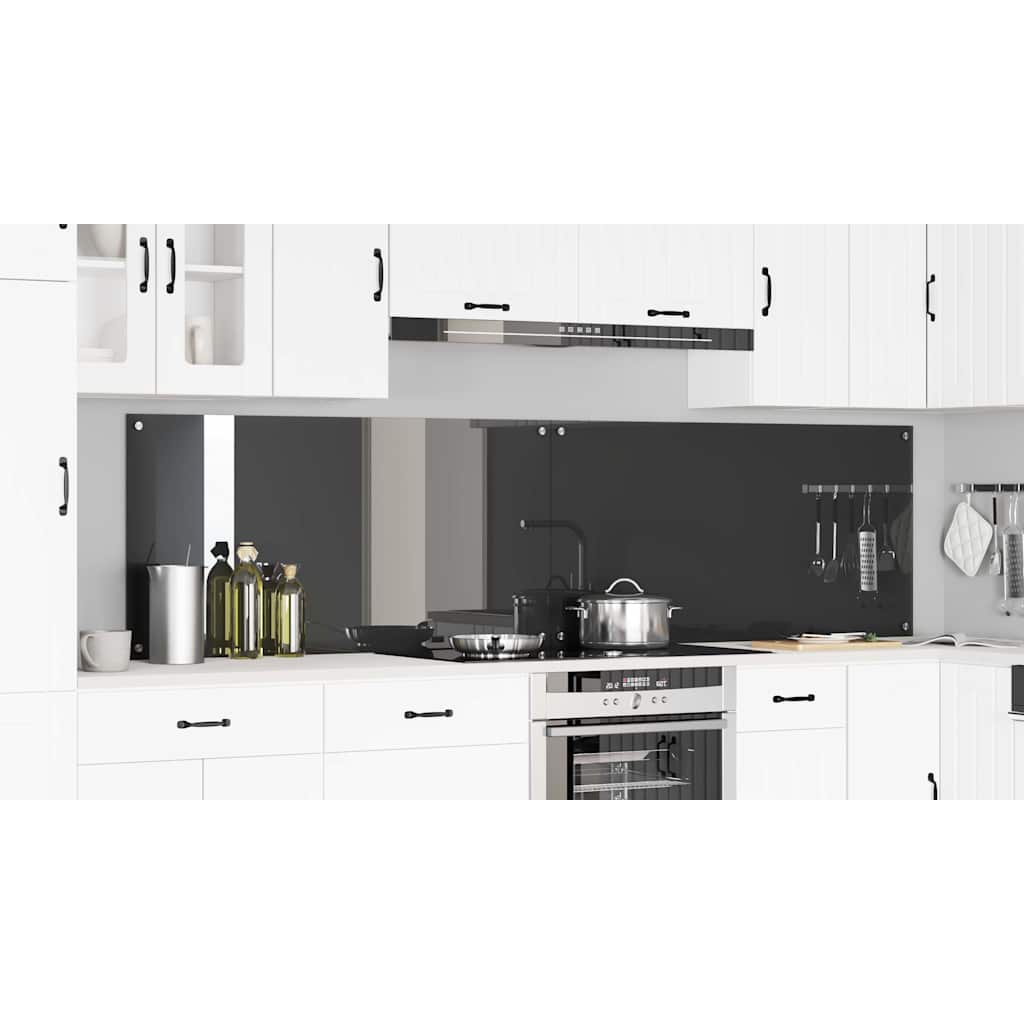 Konyhai hátfal 2 pcs sötétszürke 120 x 60 cm edzett üveg