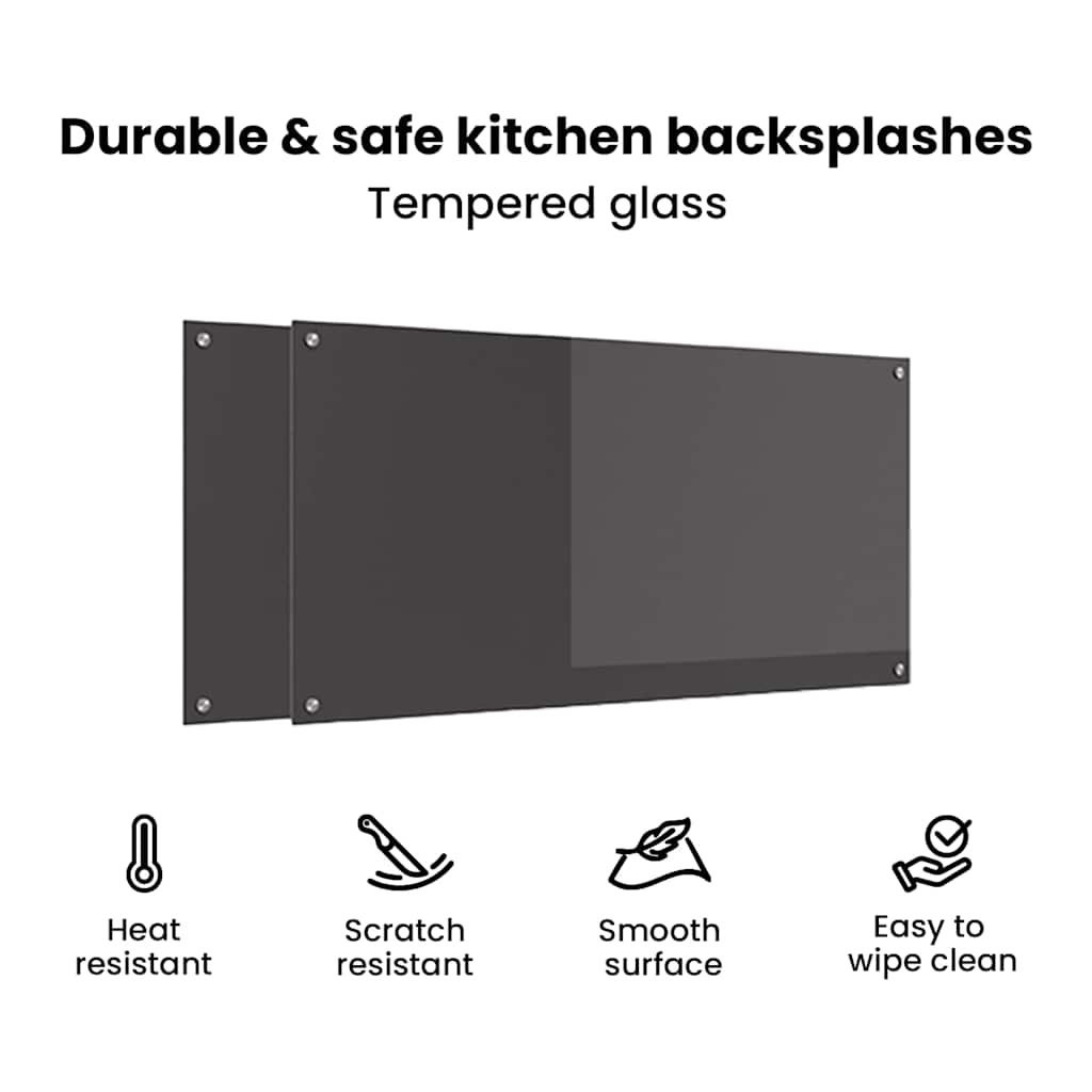 Konyhai hátfal 2 pcs sötétszürke 120 x 60 cm edzett üveg