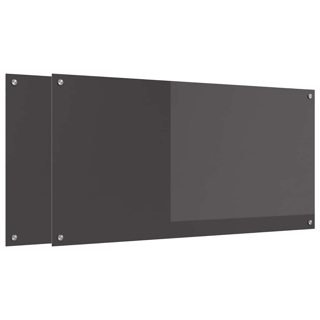 Konyhai hátfal 2 pcs sötétszürke 120 x 60 cm edzett üveg
