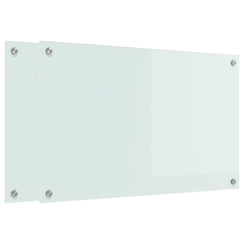 Konyhai hátfal 2 pcs fehér 80 x 50 cm edzett üveg