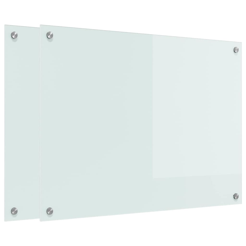 Konyhai hátfal 2 pcs fehér 80 x 60 cm edzett üveg