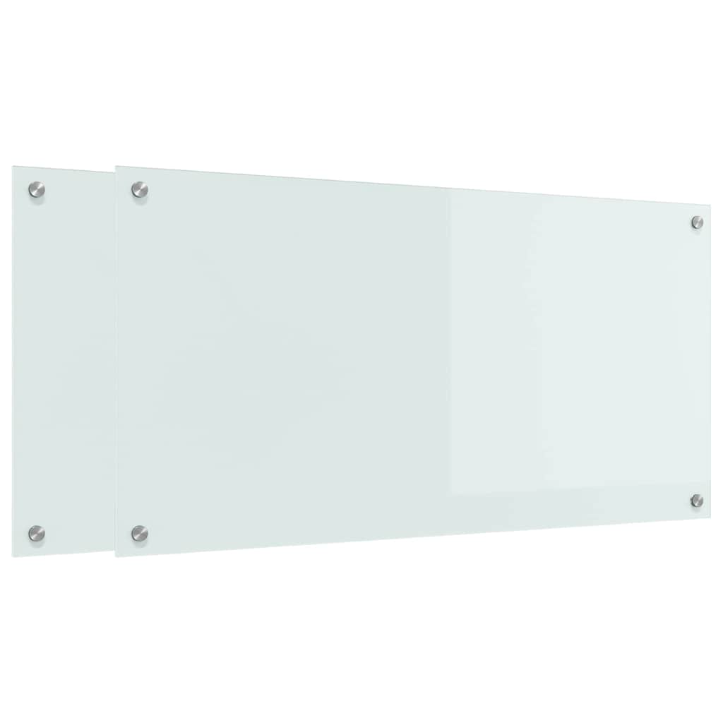 Konyhai hátfal 2 pcs fehér 100 x 50 cm edzett üveg