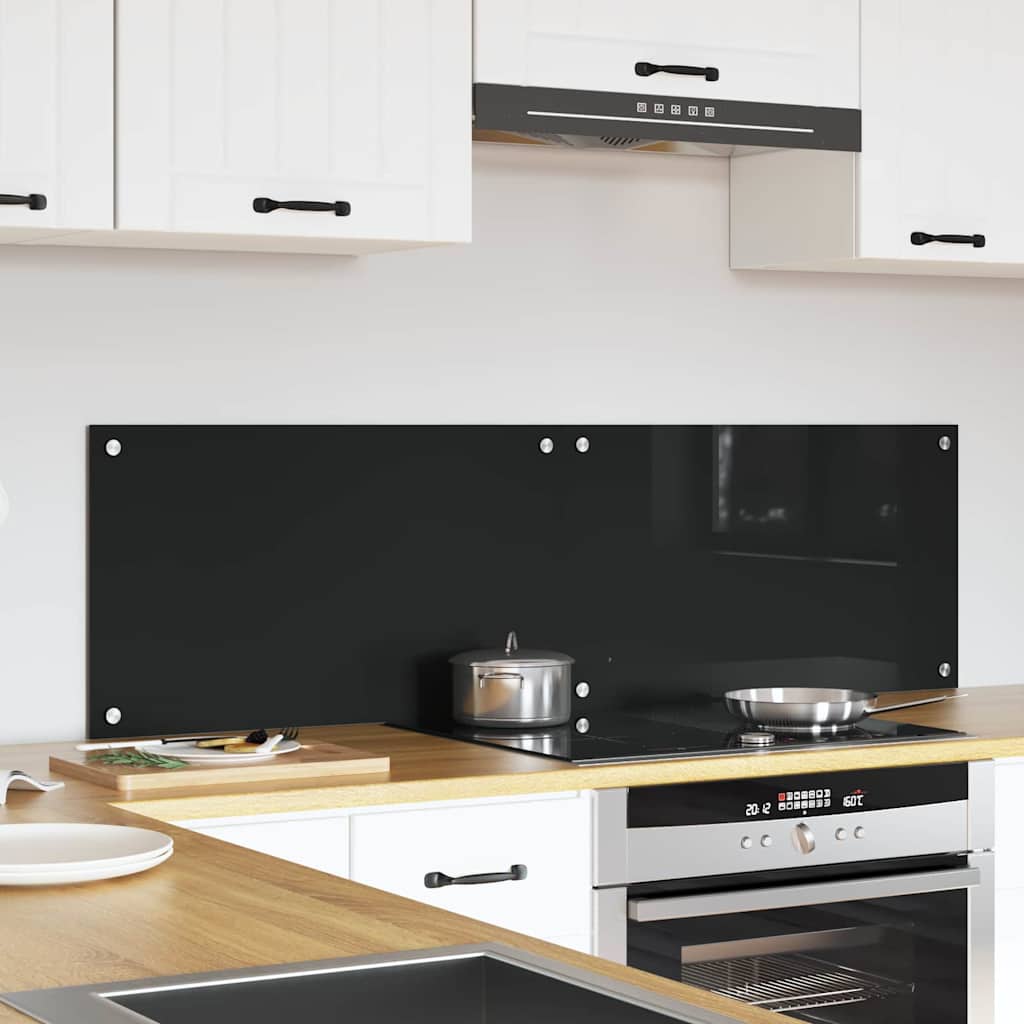 Konyhai hátfal 2 pcs fekete 70 x 40 cm edzett üveg