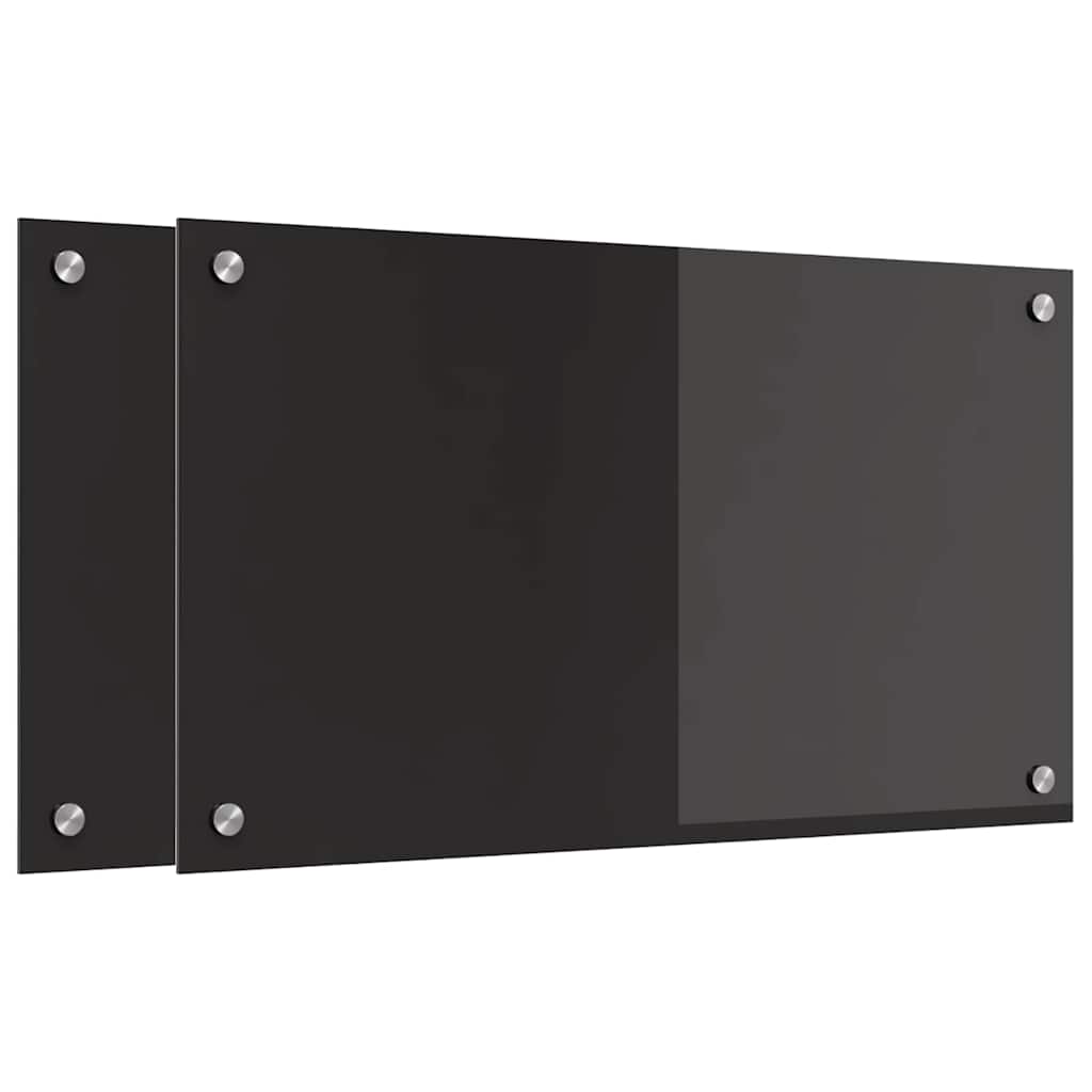 Konyhai hátfal 2 pcs fekete 70 x 40 cm edzett üveg