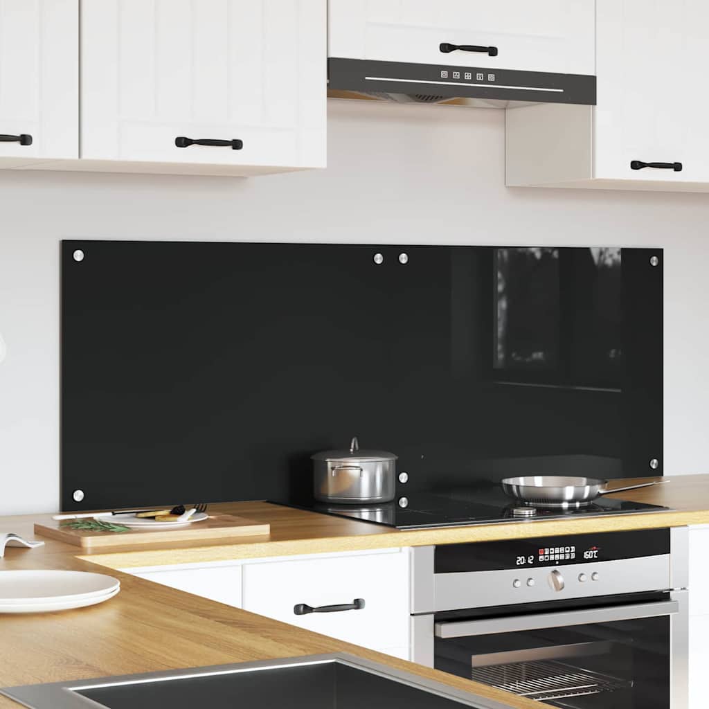 Konyhai hátfal 2 pcs fekete 70 x 50 cm edzett üveg