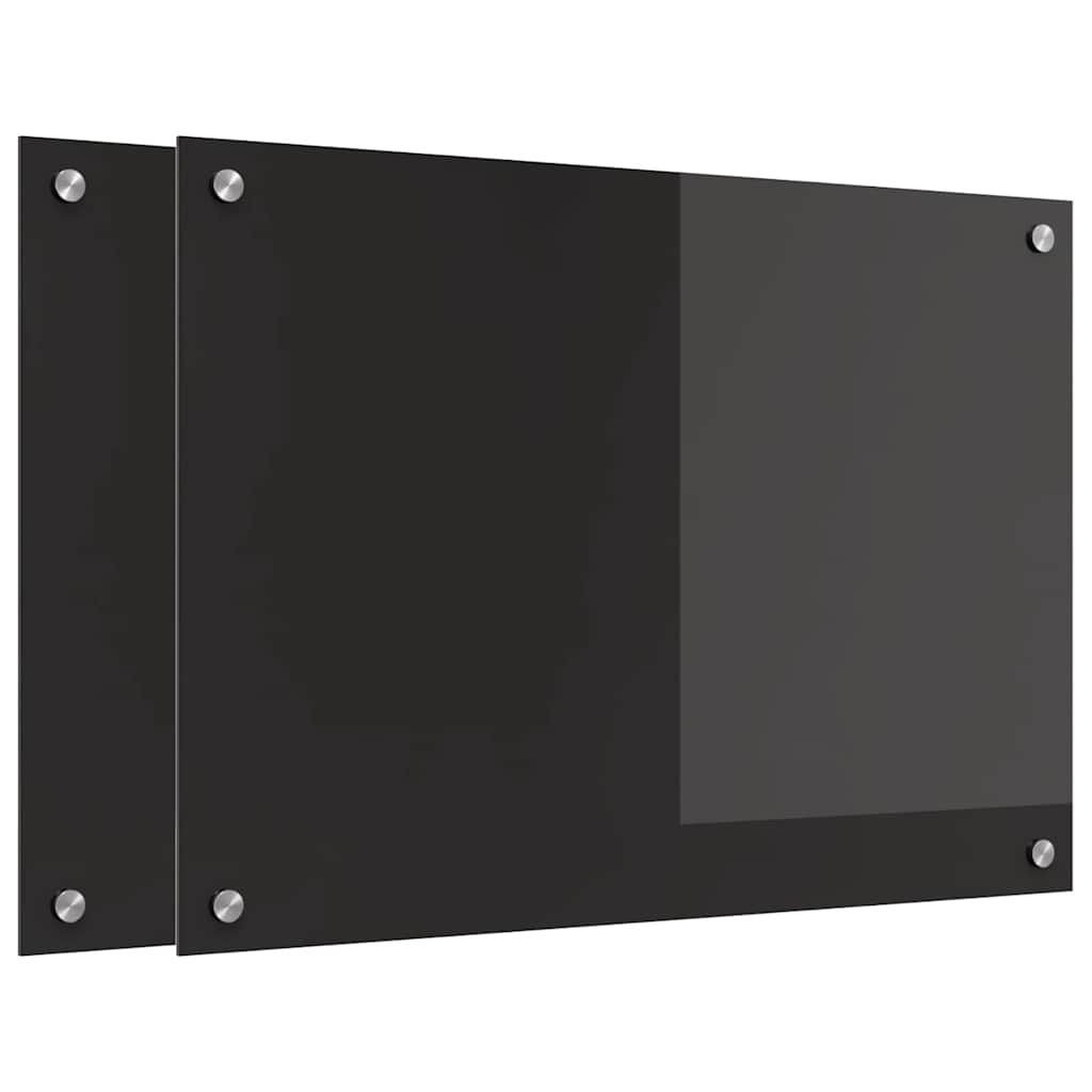 Konyhai hátfal 2 pcs fekete 70 x 50 cm edzett üveg