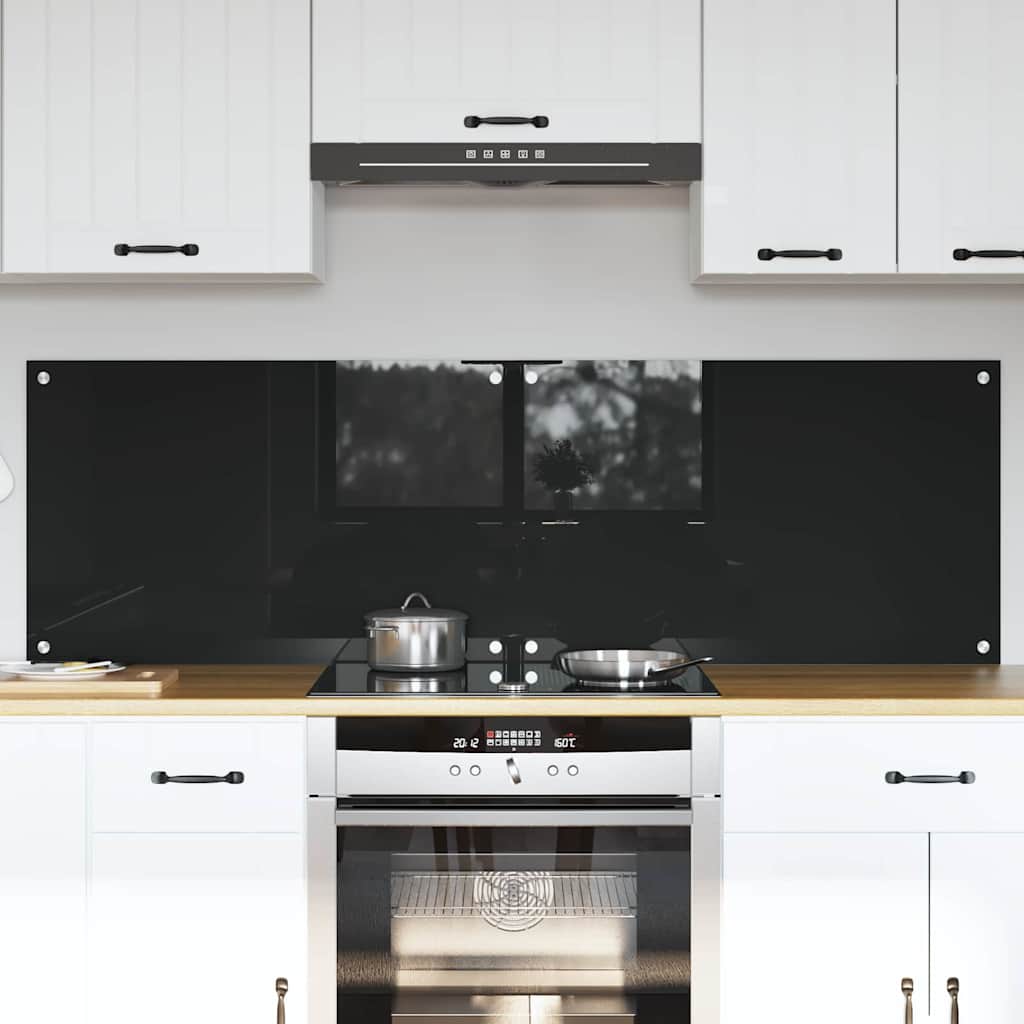 Konyhai splashback fekete 80 x 50 x 0.8 cm edzett üveg