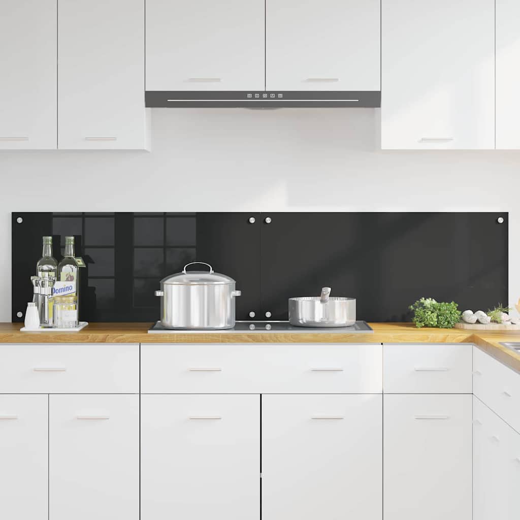 Konyhai splashback fekete 90 x 40 x 0.8 cm edzett üveg