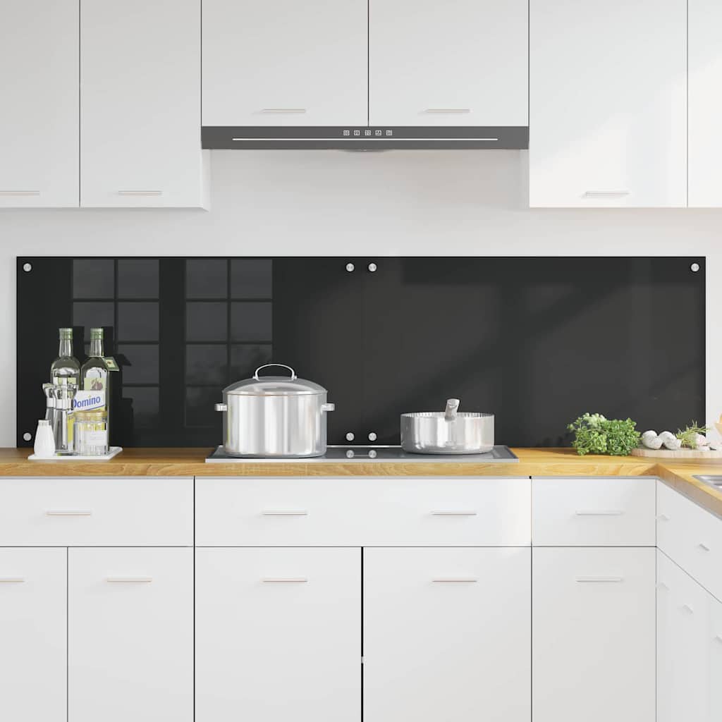 Konyhai hátfal 2 pcs fekete 90 x 50 cm edzett üveg