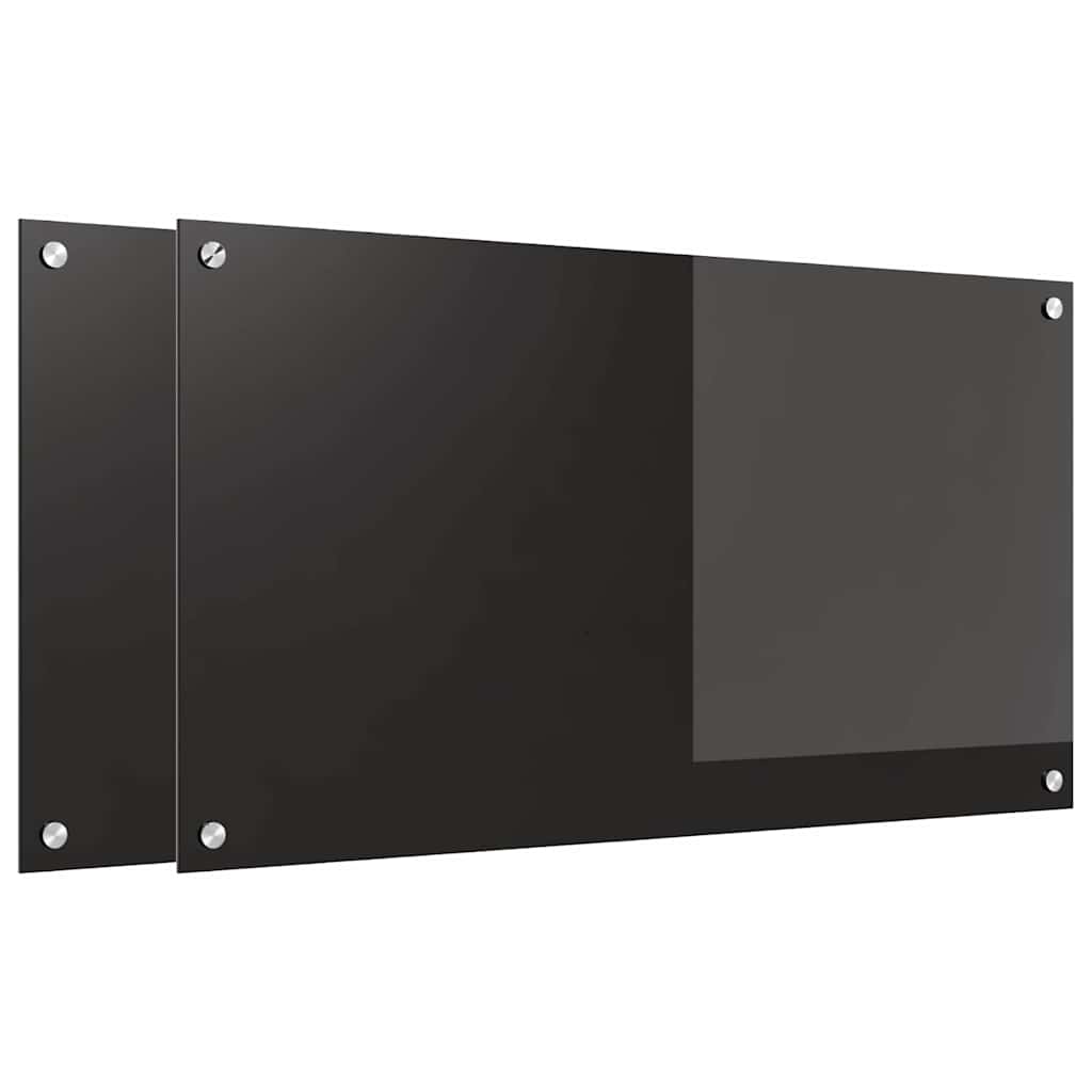 Konyhai hátfal 2 pcs fekete 90 x 50 cm edzett üveg