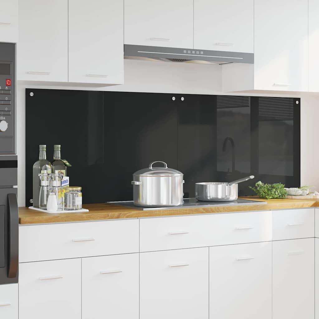 Konyhai hátfal 2 pcs fekete 90 x 60 cm edzett üveg