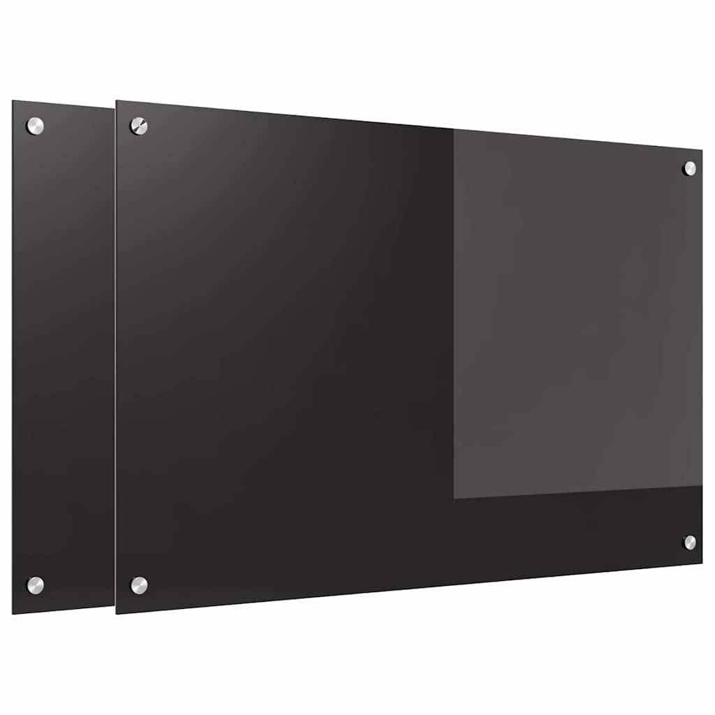 Konyhai hátfal 2 pcs fekete 90 x 60 cm edzett üveg