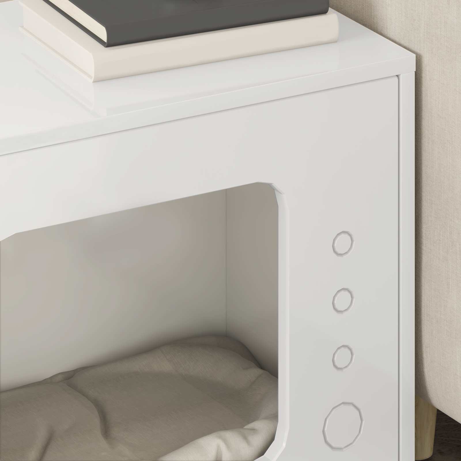 Macska ház fényes fehér 51 x 30 x 42 cm faanyag