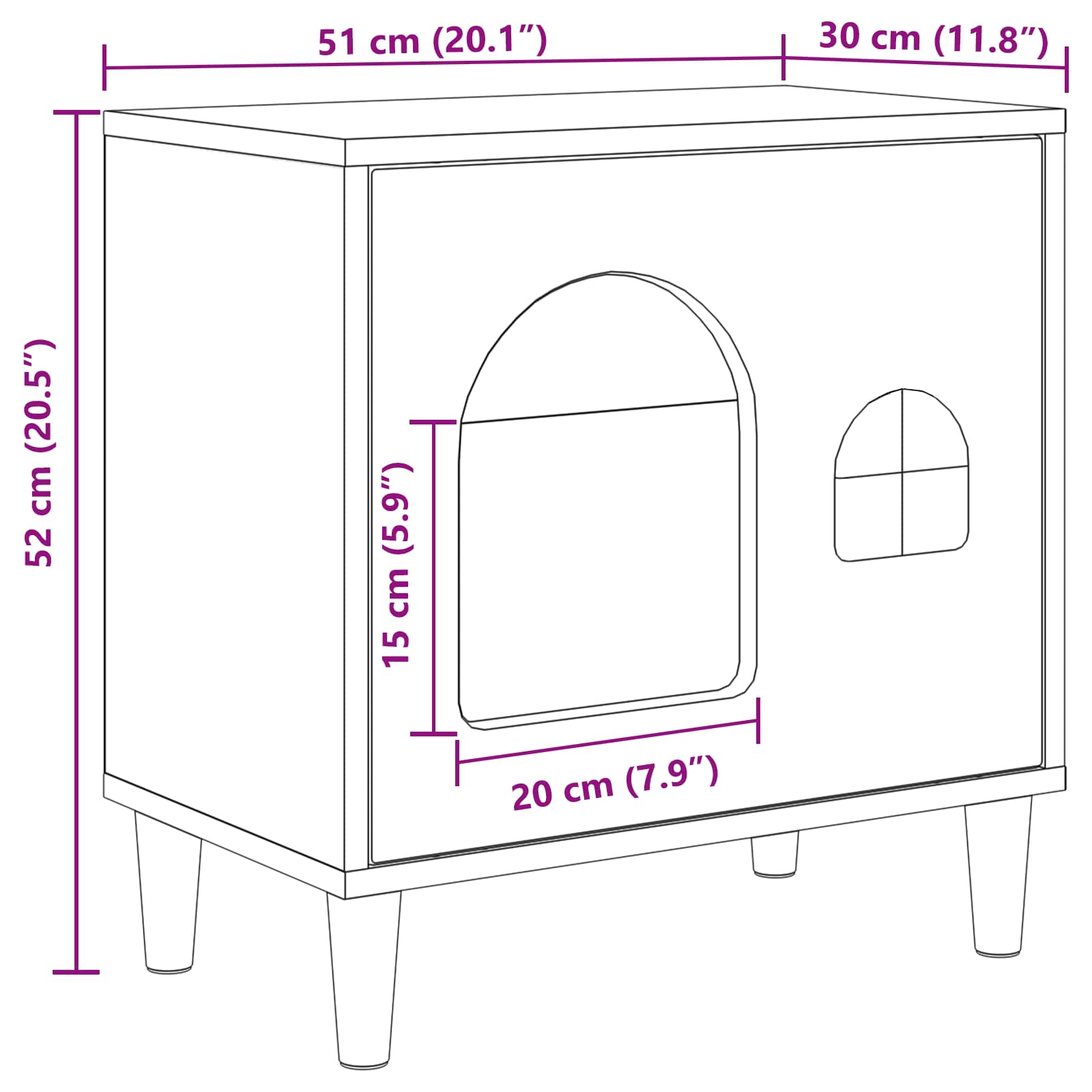 Macska ház öreg fa 51 x 30 x 52 cm faanyag