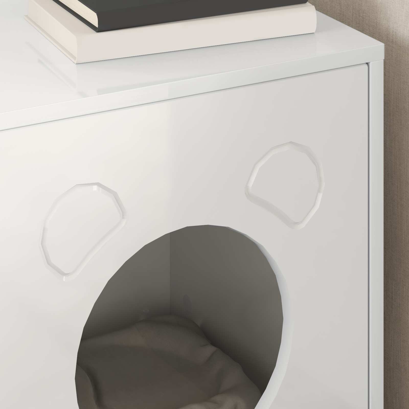 Macska ház fényes fehér 42,5 x 40 x 52,5 cm faanyag