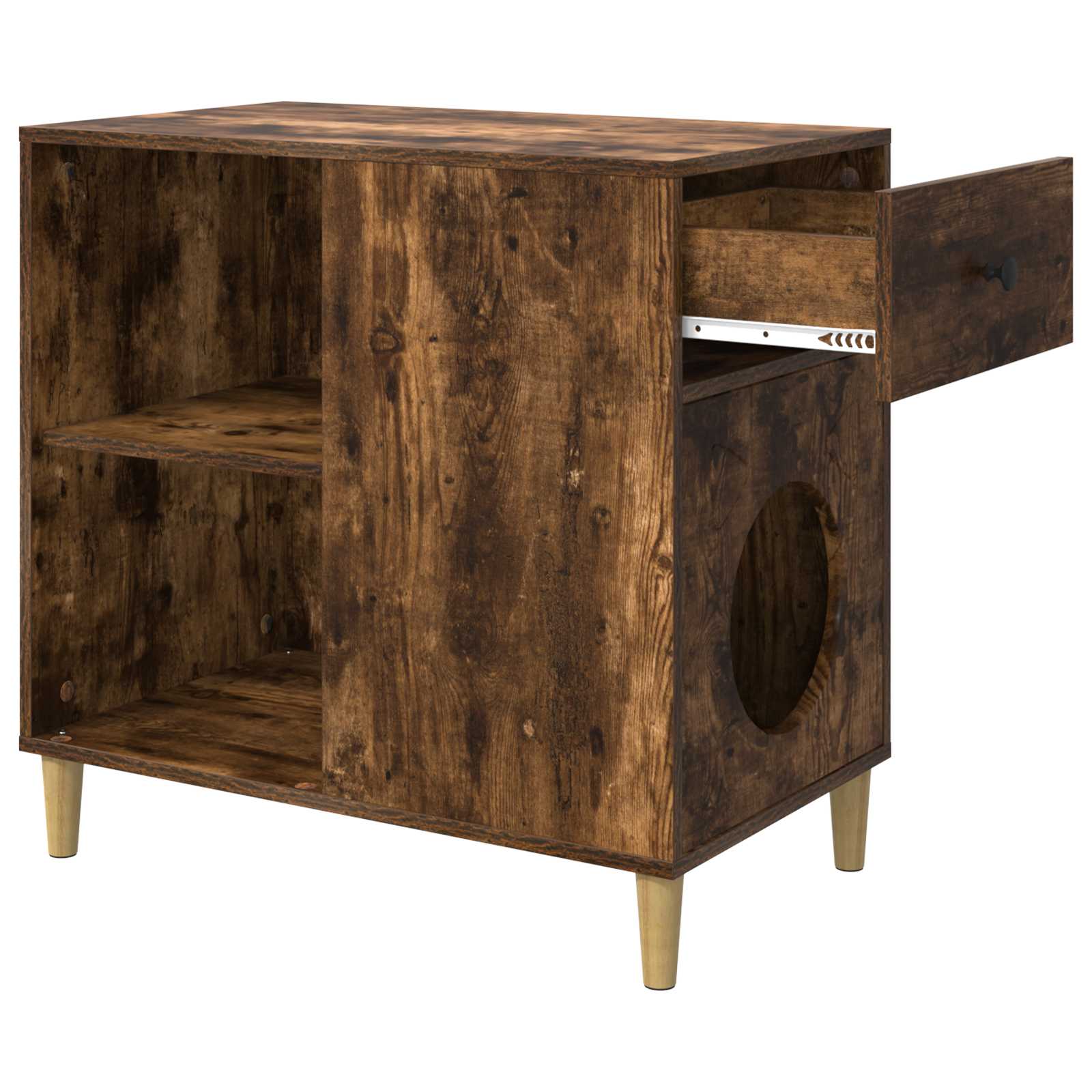 Macska ház füstölt tölgy 72 x 42,5 x 70 cm faanyag