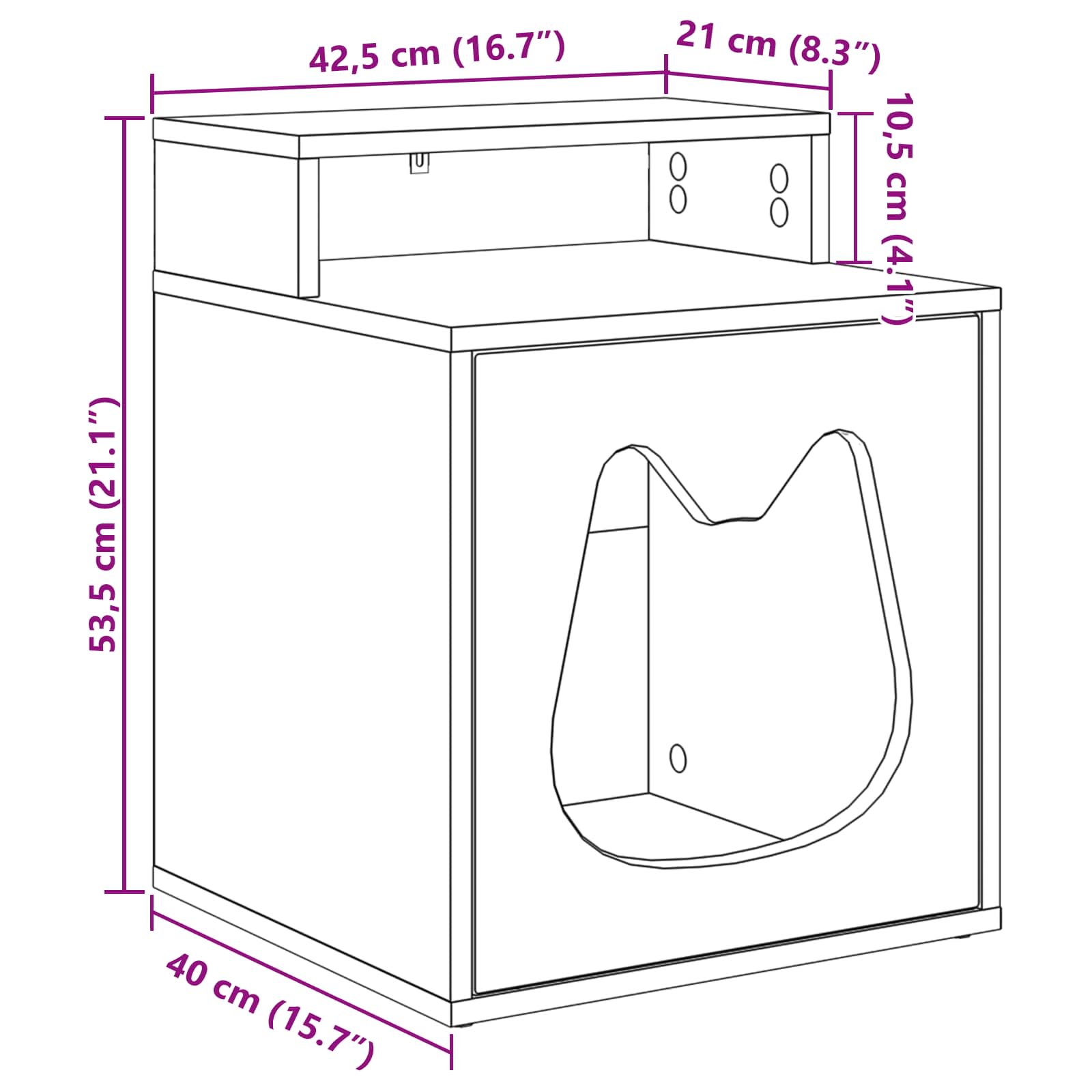 Macska ház fehér 42.5 x 40 x 52.5 cm faanyag