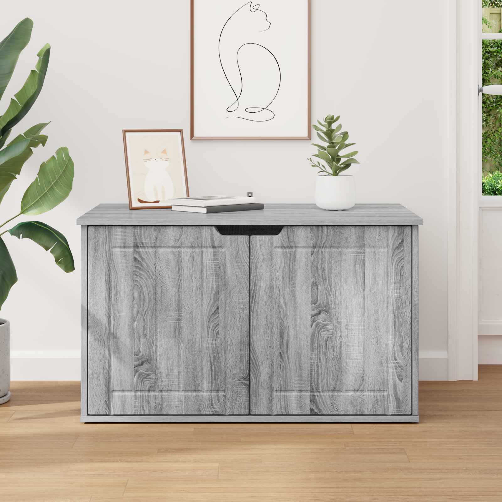 Macska ház szürke sonoma 85 x 55 x 53,5 cm faanyag