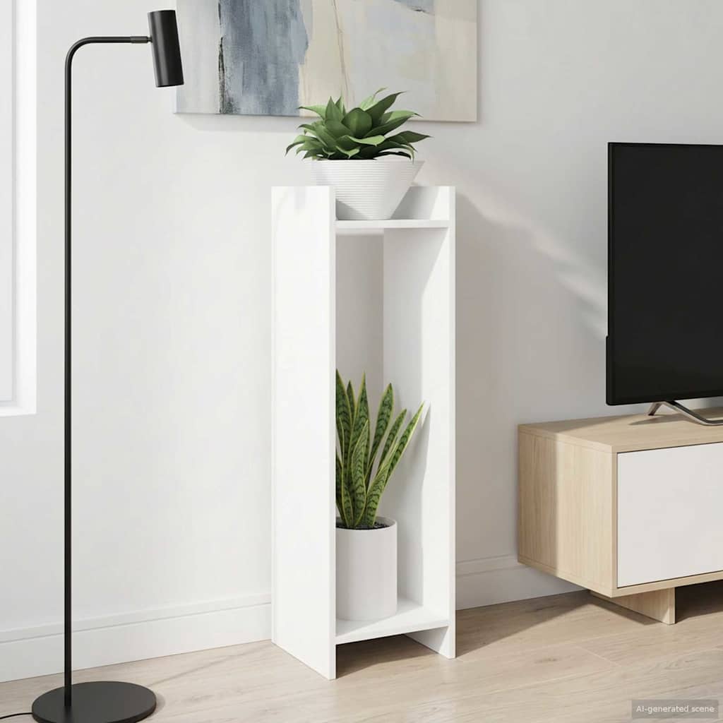 Növényállvány polcokkal fehér 30 x 30 x 100 cm mérnöki fa