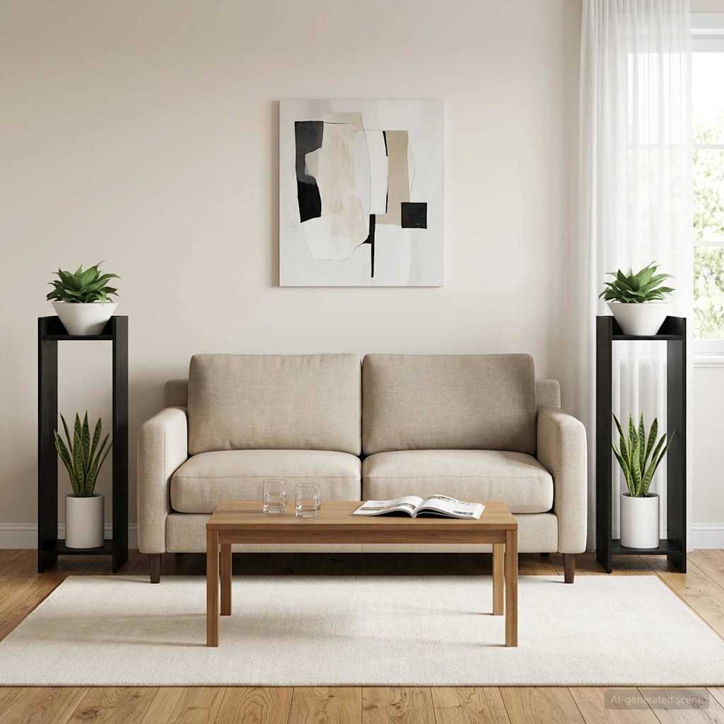 Növényállvány 2 pcs fekete tölgy 30 x 30 x 100 cm mérnöki fa