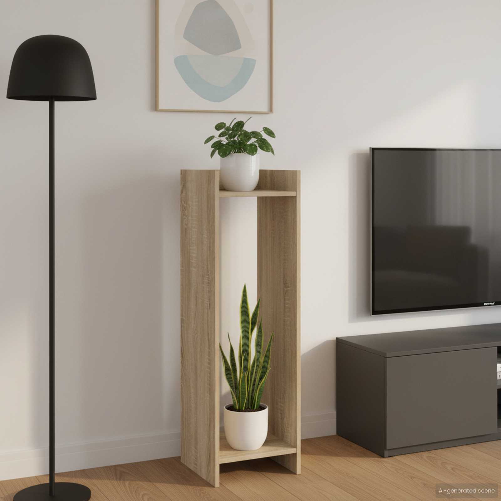 Növényállvány sonoma tölgy 30 x 30 x 100 cm mérnöki fa