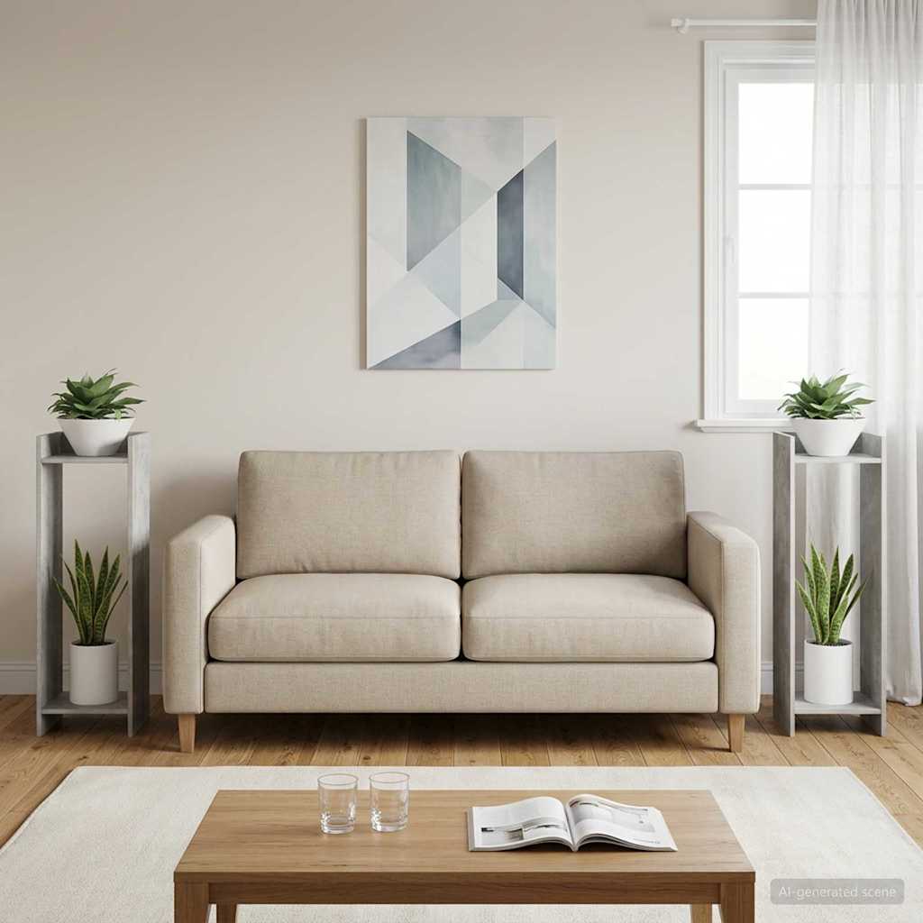 Növényállvány 2 pcs beton szürke 30 x 30 x 100 cm mérnöki fa