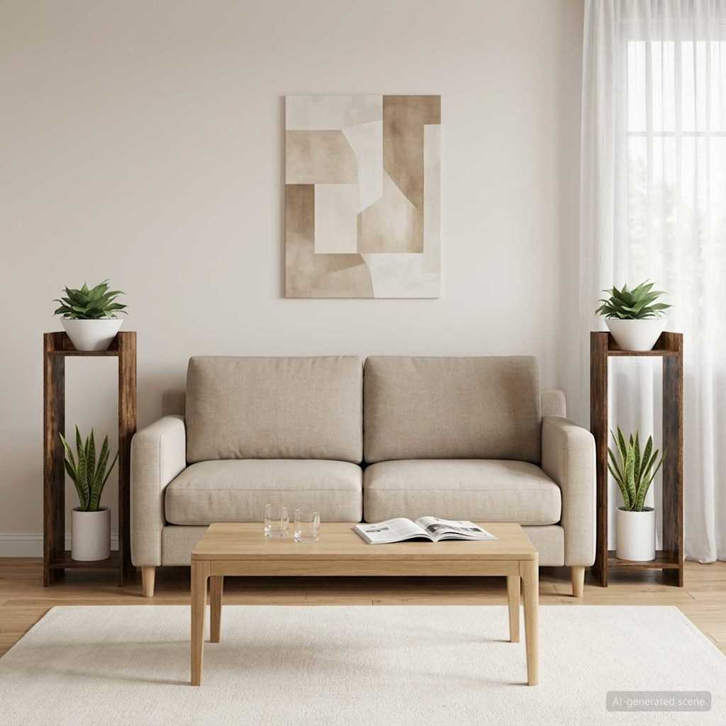 Növényállvány 2 pcs füstölt tölgy 30 x 30 x 100 cm mérnöki fa