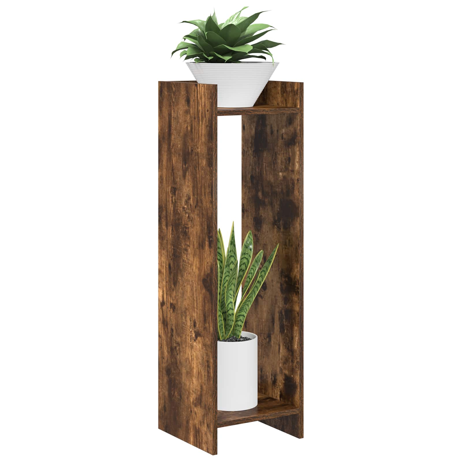 Növényállvány 2 pcs füstölt tölgy 30 x 30 x 100 cm mérnöki fa