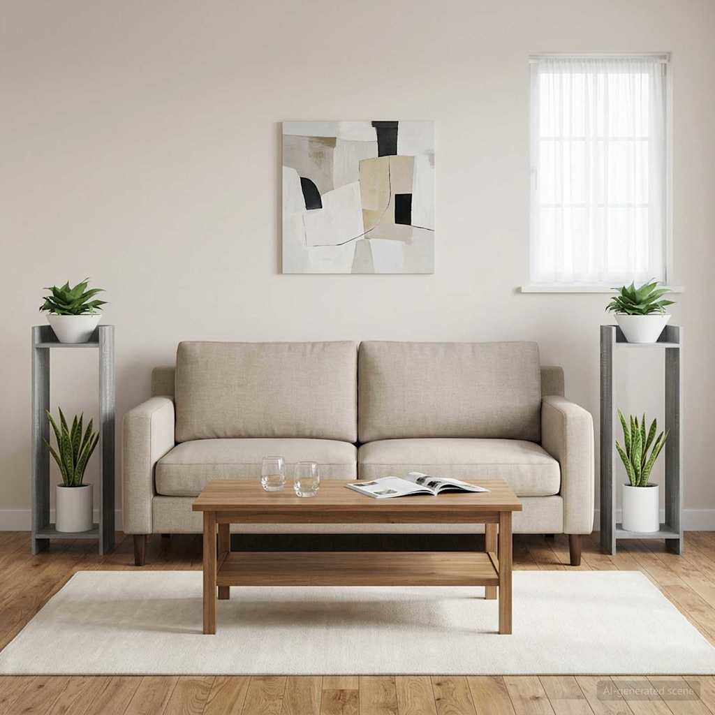 Növényállvány 2 pcs szürke sonoma 30 x 30 x 100 cm mérnöki fa