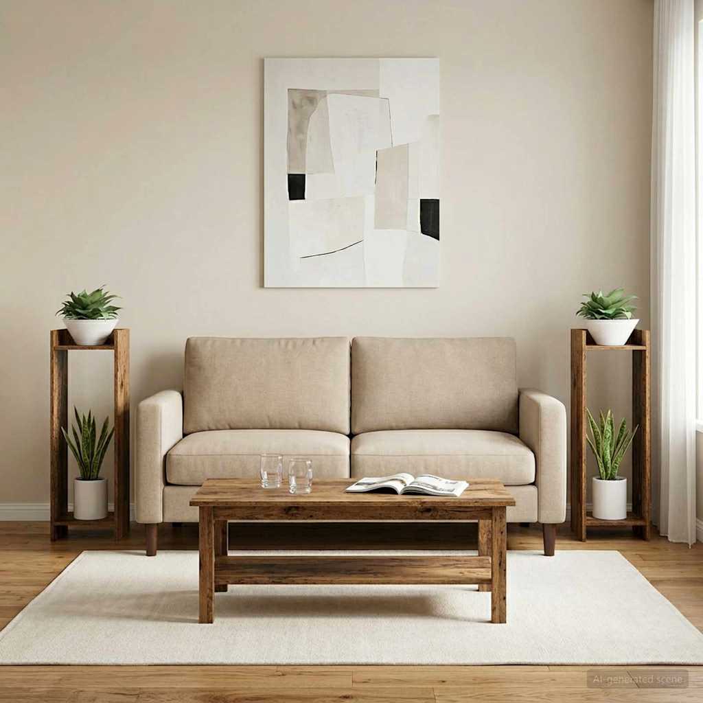 Növényállvány 2 pcs öreg fa 30 x 30 x 100 cm mérnöki fa