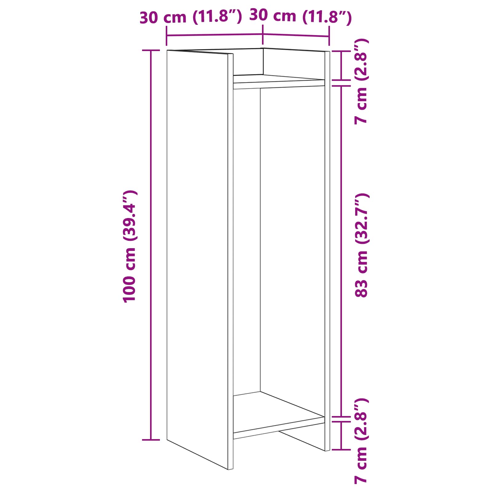 Növényállvány kézműves tölgy 30 x 30 x 100 cm mérnöki fa
