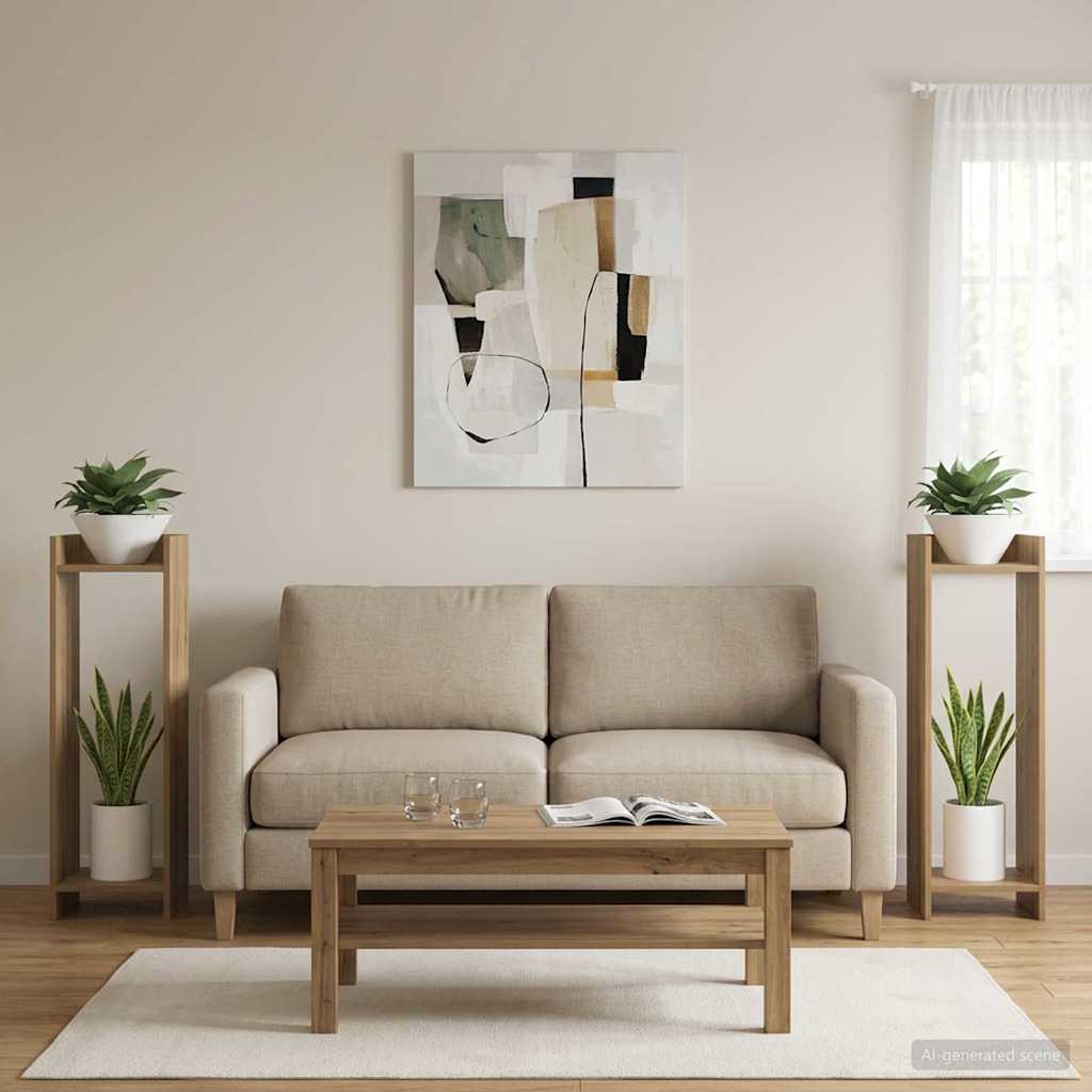 Növényállvány 2 pcs kézműves tölgy 30 x 30 x 100 cm mérnöki fa